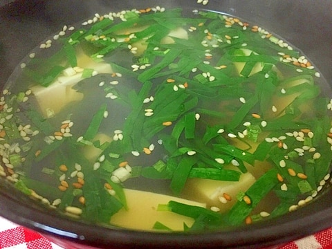 ニラと豆腐の和風スープ♡